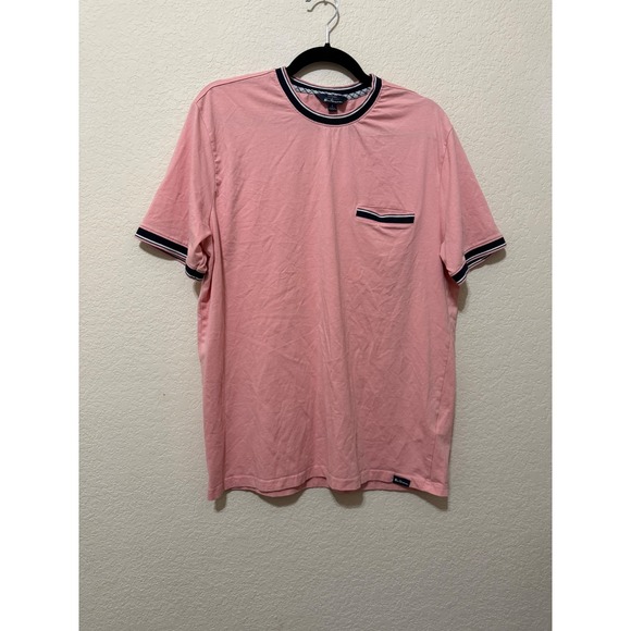 Ben Sherman Mens T-Shirt Large Salmon Pink Crew Neck Short Sleeve Pocket - Picture 1 of 5